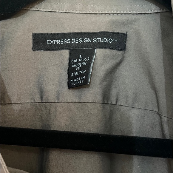 Express Charcoal Button-Up Collard Shirt Size Large Cotton/Spandex Modern Fit - Picture 2 of 6